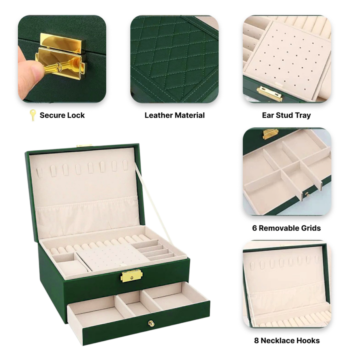 Royale Dual-Layer Jewelry Organizer Box