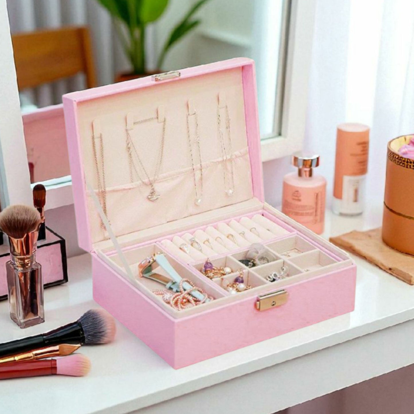 Blush Velvet Jewelry Organizer Box