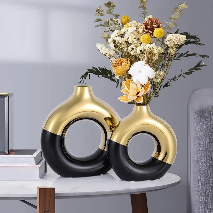 Golden Halo Loop Vase Set Sparkles