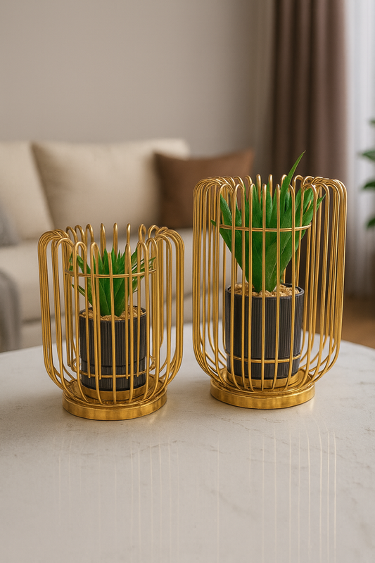 Golden Cage Planter Set