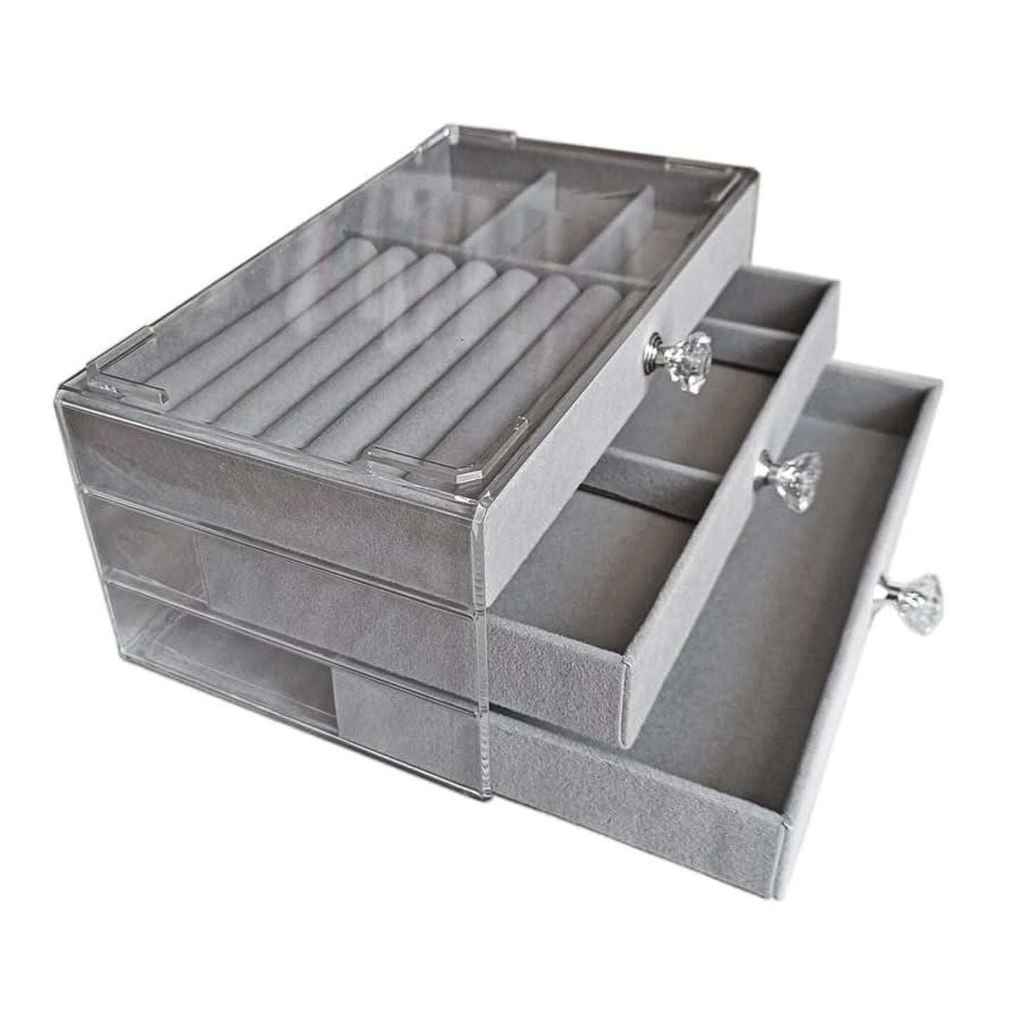 Elegant 3-Drawer Velvet Jewelry Organizer Box