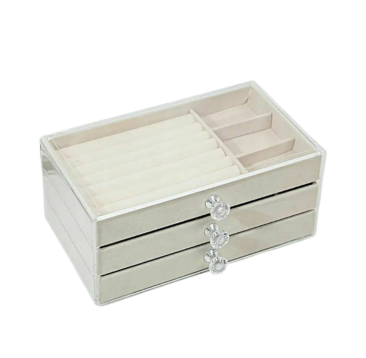Elegant 3-Drawer Velvet Jewelry Organizer Box