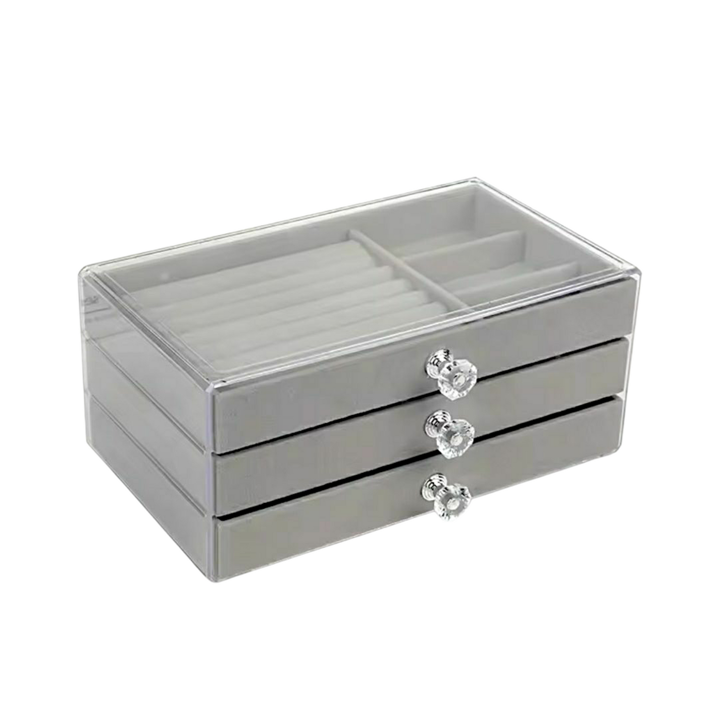 Elegant 3-Drawer Velvet Jewelry Organizer Box