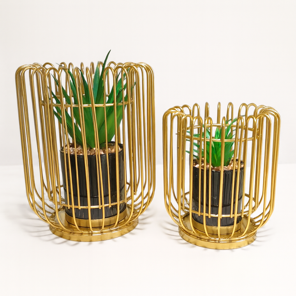 Golden Cage Planter Set