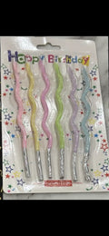 Multi spiral pastel  6 pcs candles Sparkles