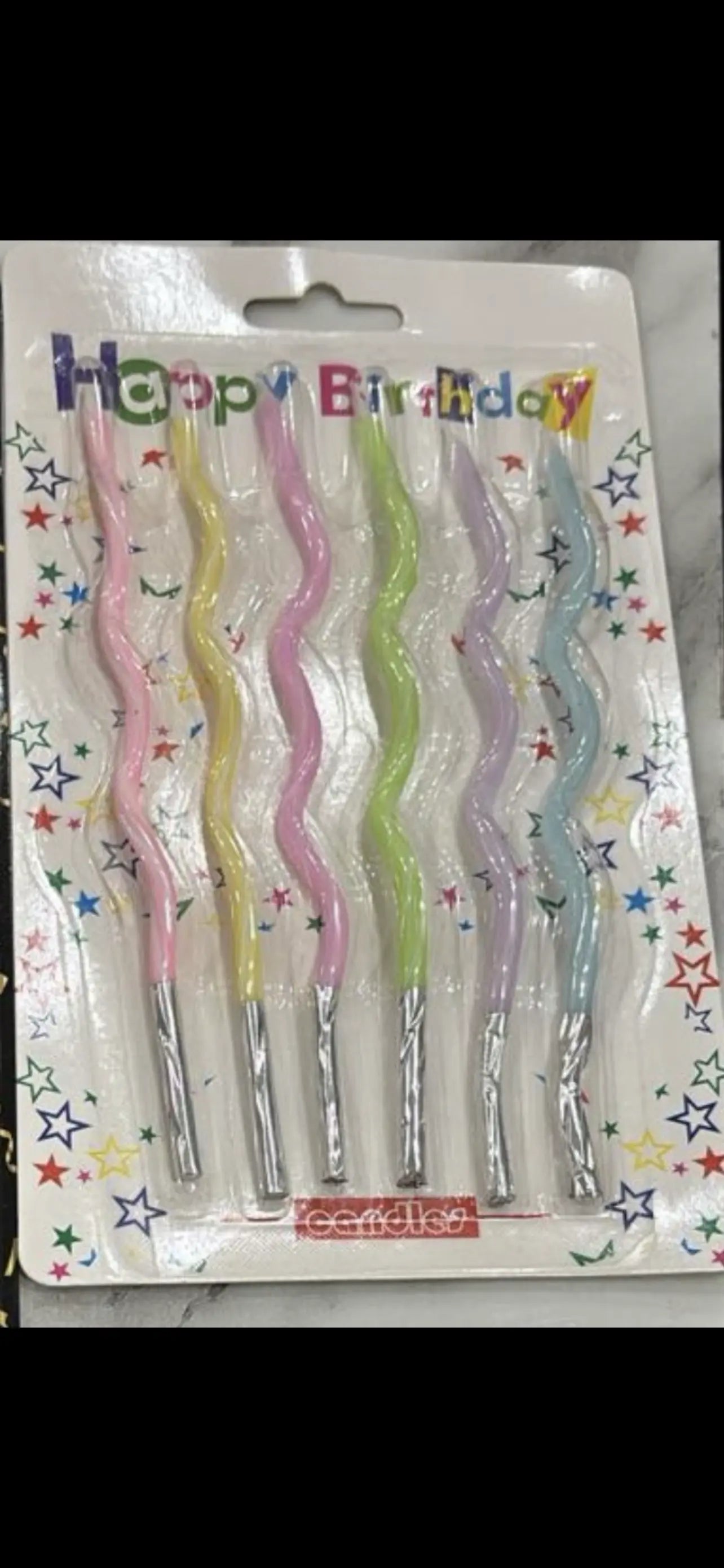Multi spiral pastel  6 pcs candles Sparkles