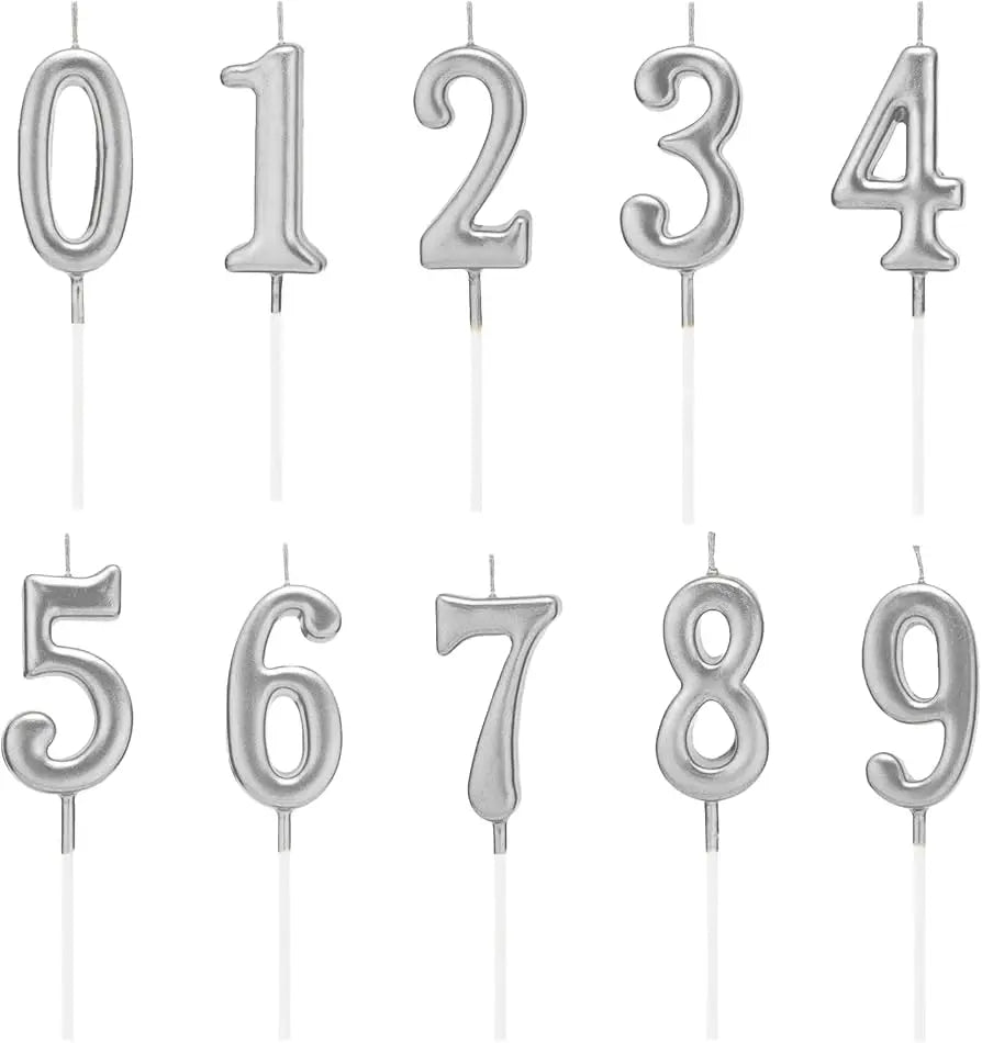Number Candles Silver Sparkles