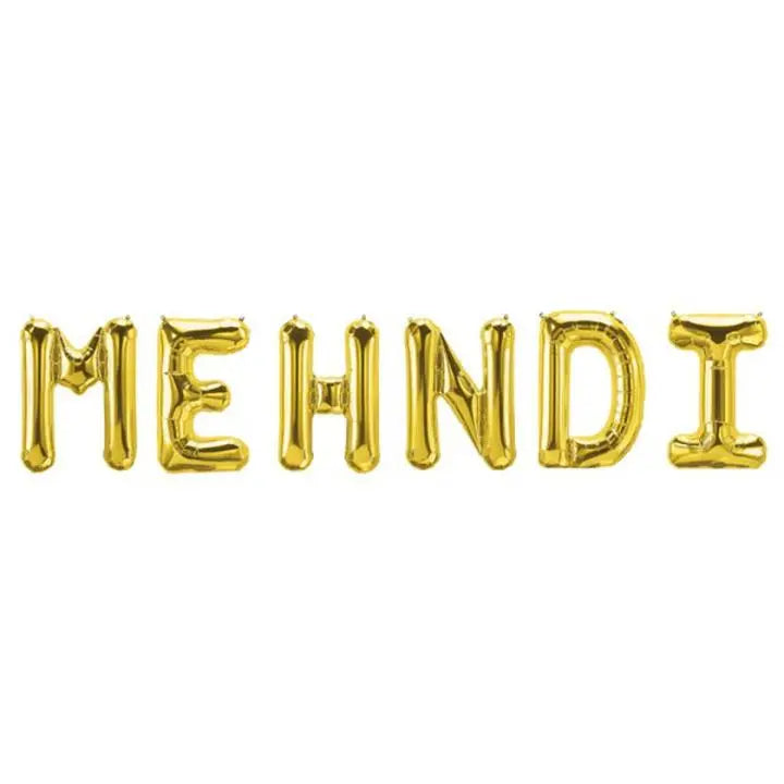 Mehndi Foil Letter Balloons Sparkles