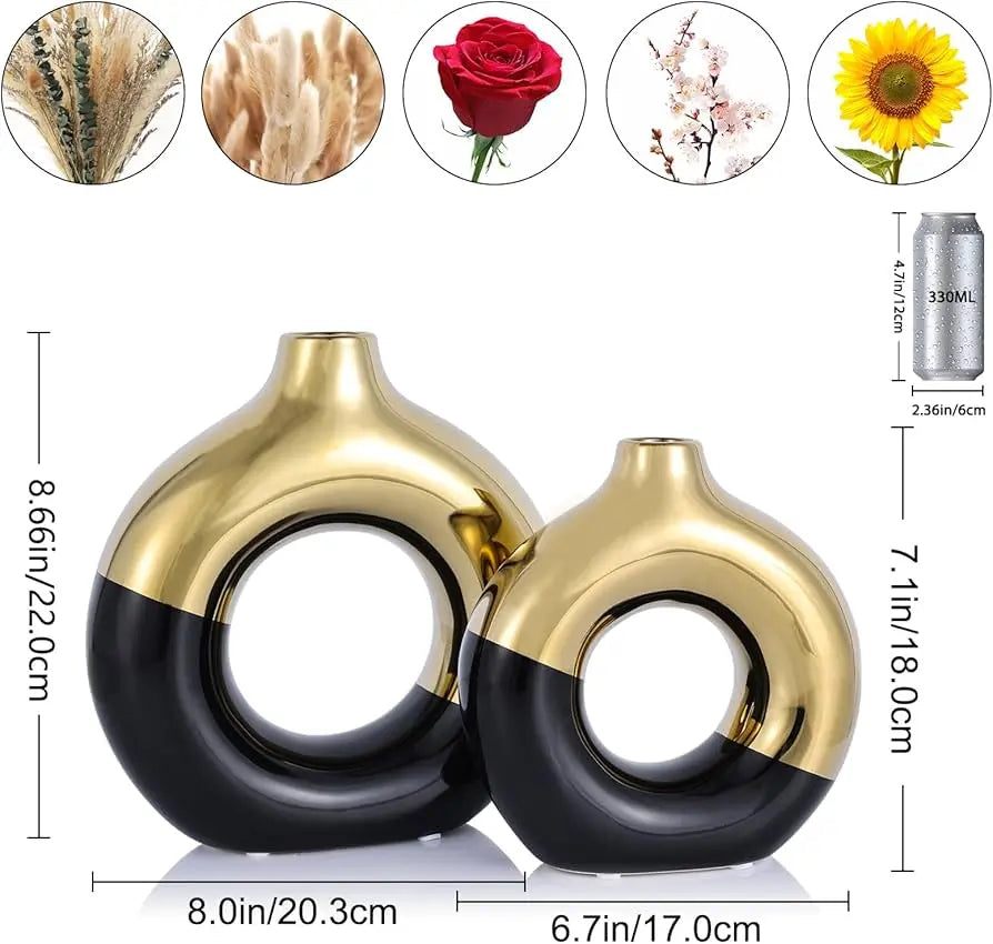 Golden Halo Loop Vase Set Sparkles