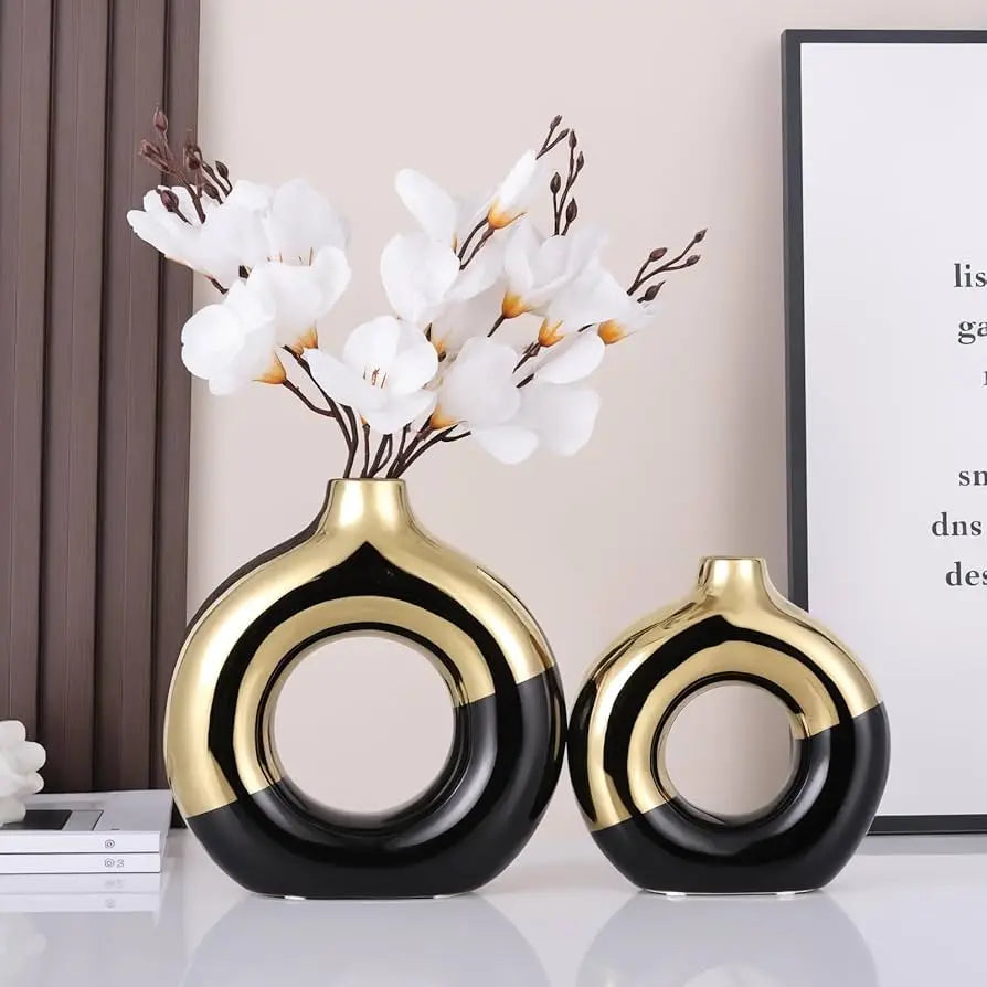 Golden Halo Loop Vase Set Sparkles