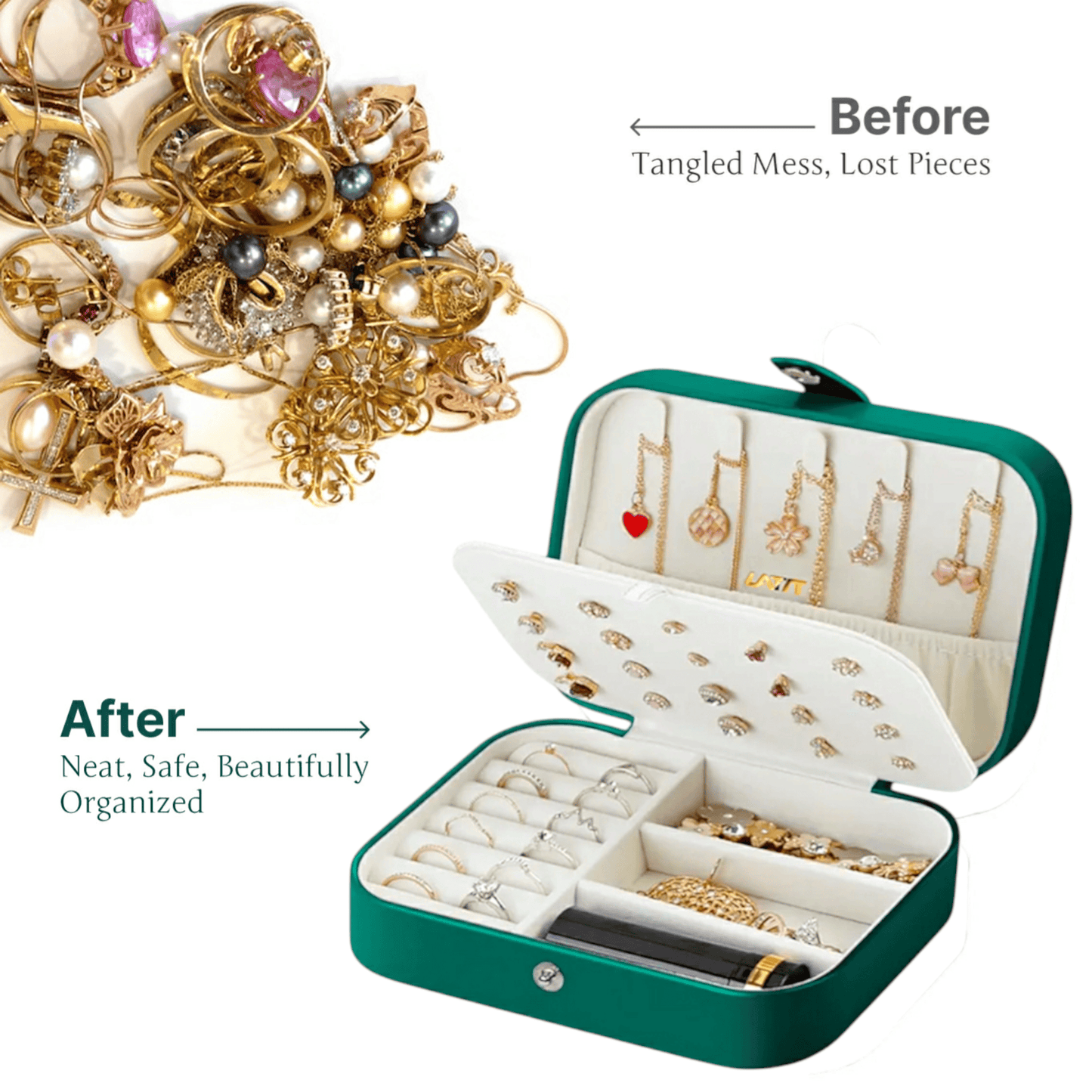 Emerald Luxe Jewelry Organizer Box