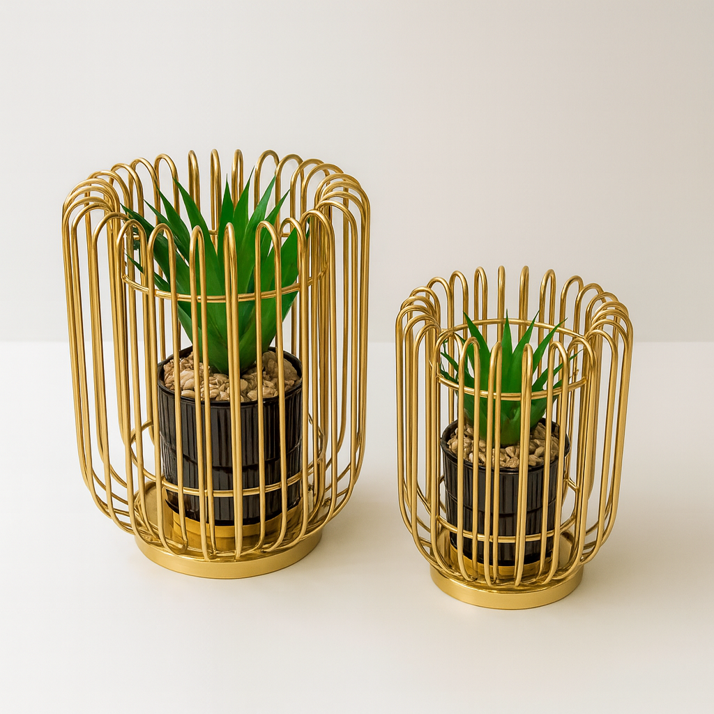 Golden Cage Planter Set