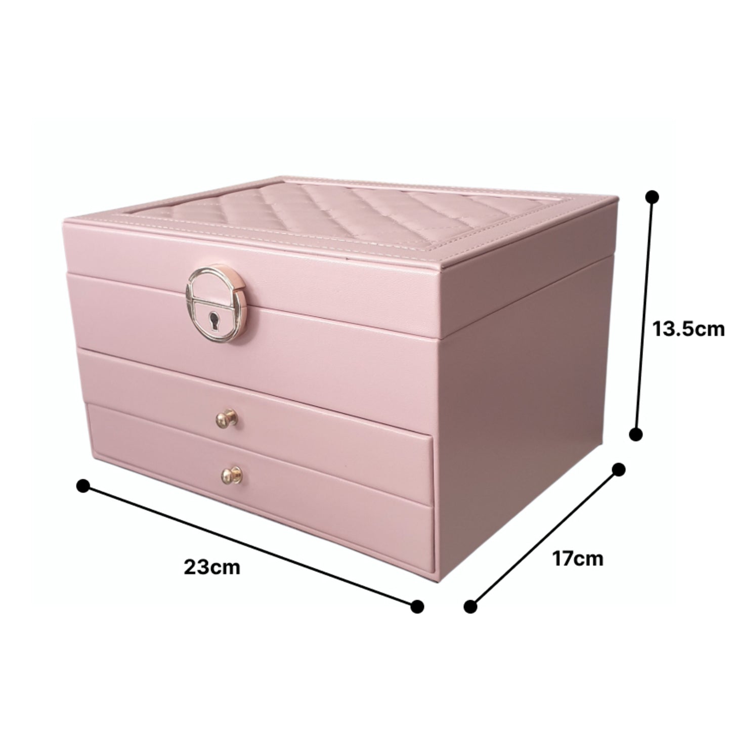 Leather 2 drawers quilted jewellery box