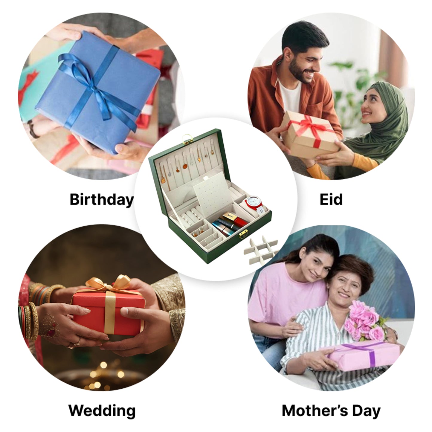 Leather no drawers quilted jewellery box