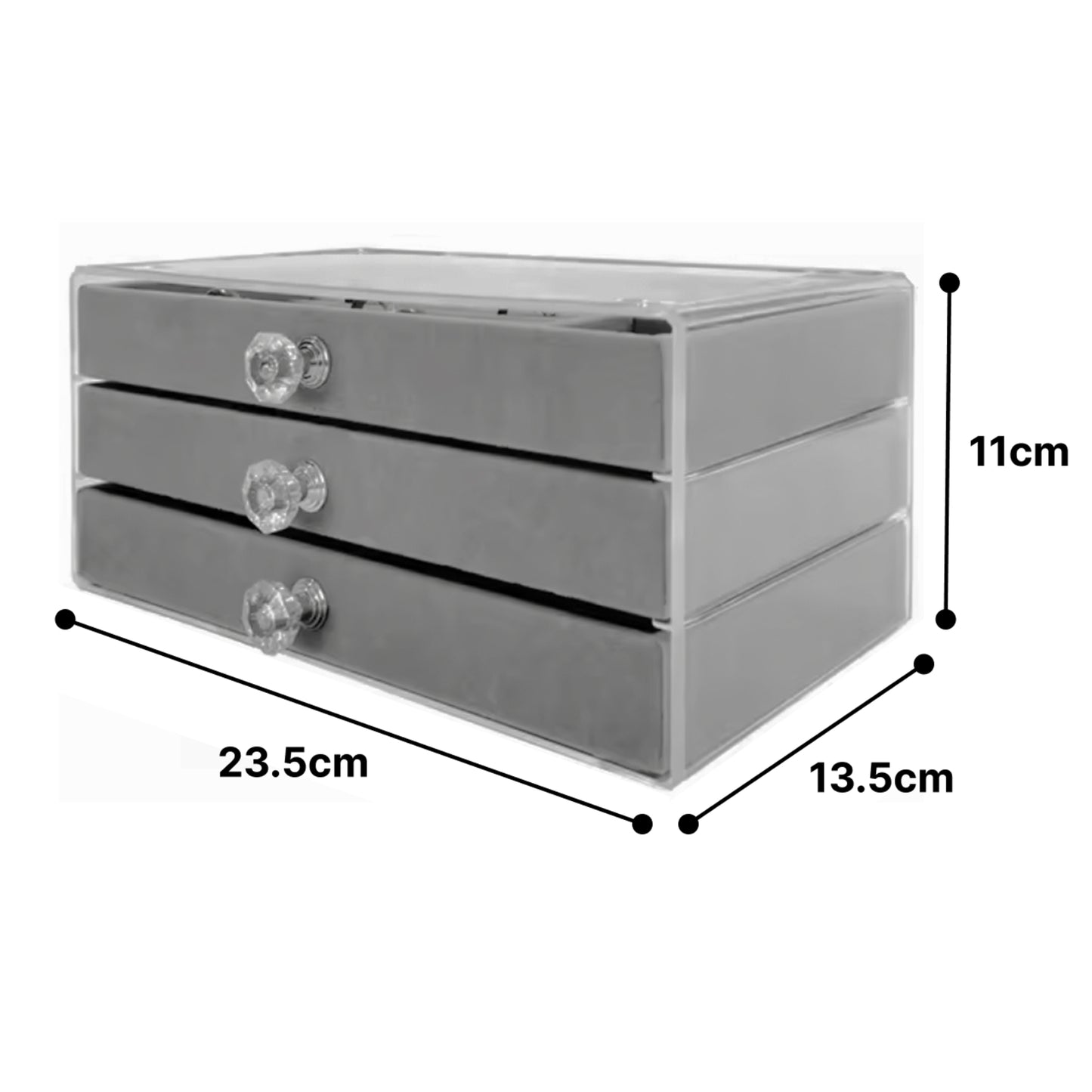 Elegant 3-Drawer Velvet Jewelry Organizer Box