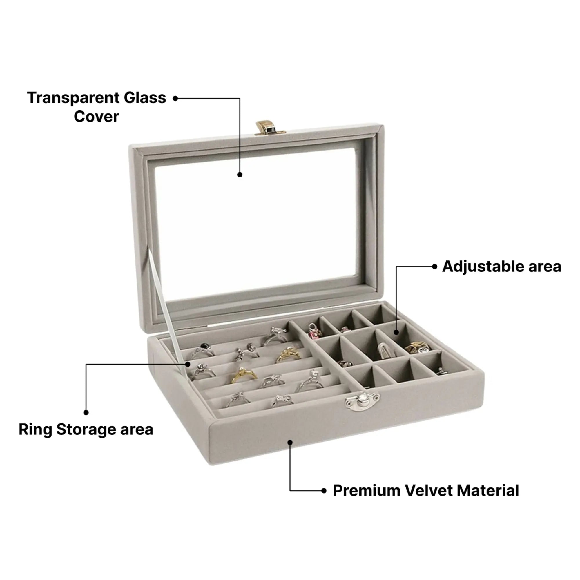 Veluxe Glass-Top Jewelry Display Box Sparkles