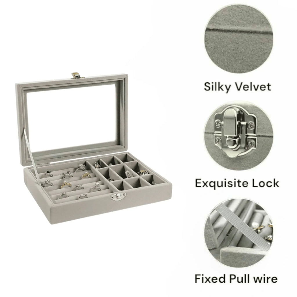 Veluxe Glass-Top Jewelry Display Box Sparkles
