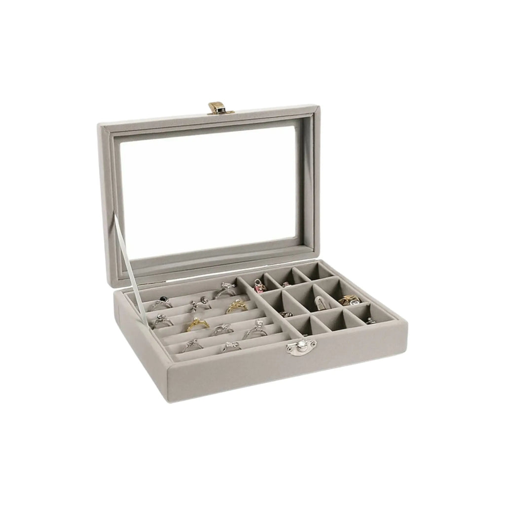 Veluxe Glass-Top Jewelry Display Box Sparkles