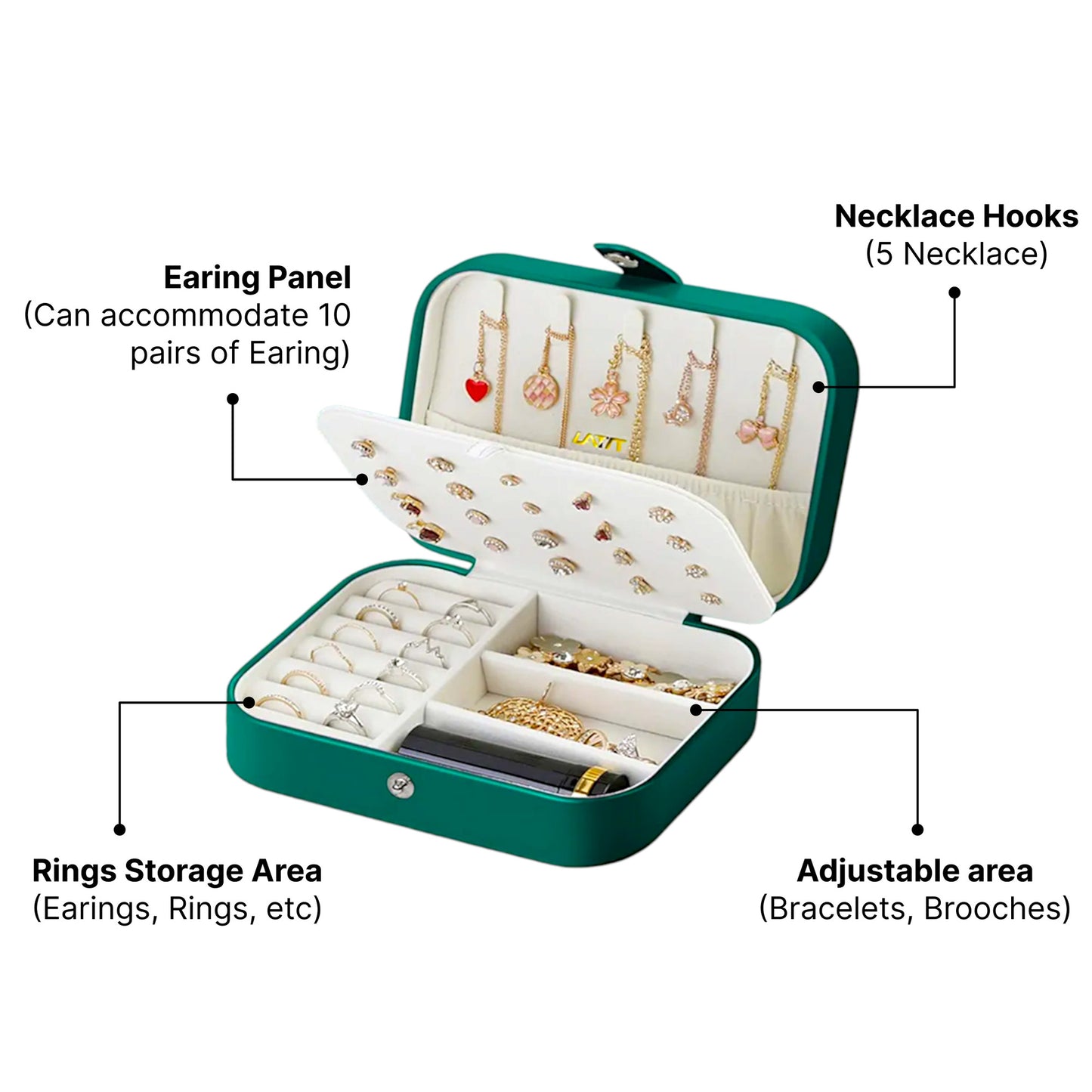 Emerald Luxe Jewelry Organizer Box