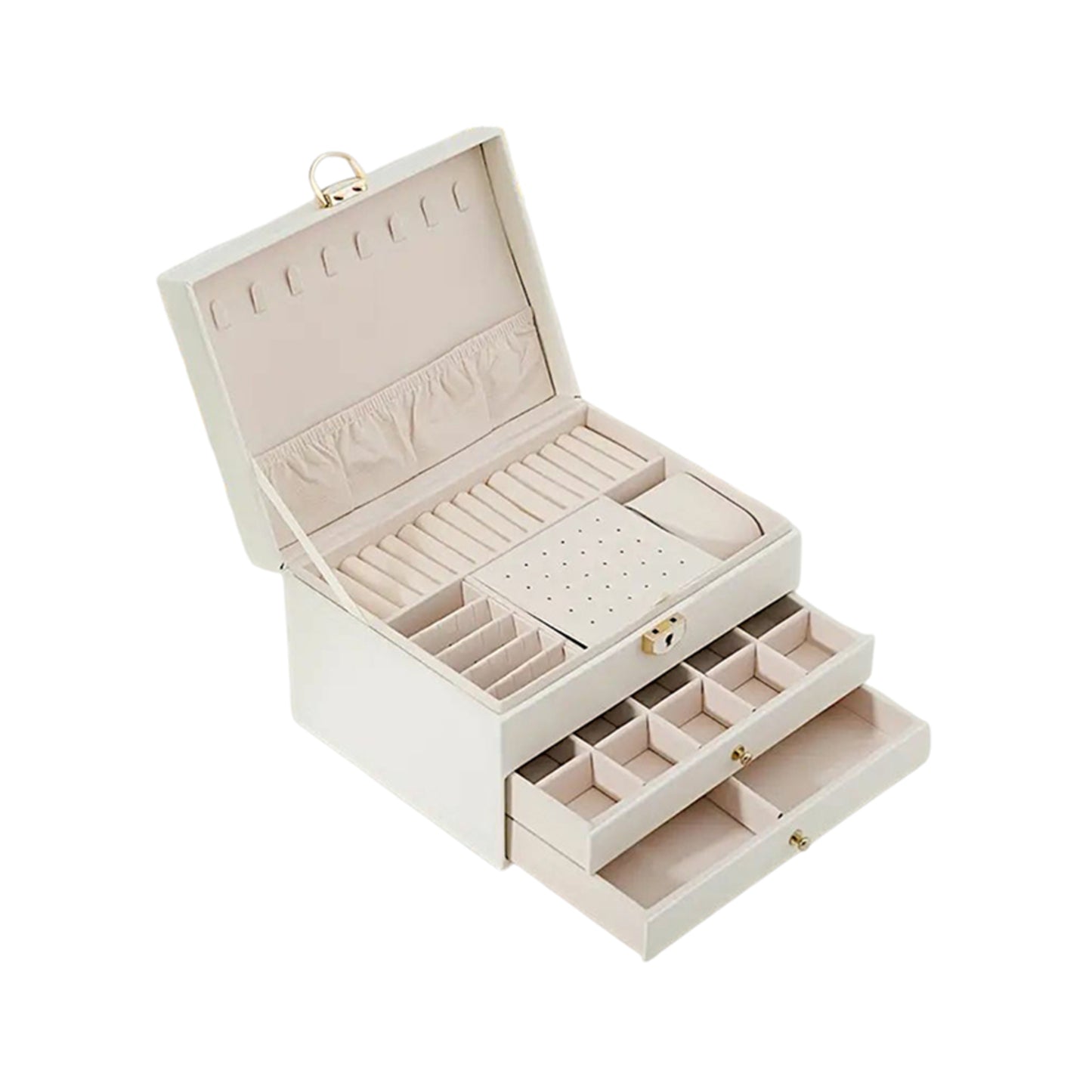 Leather 2 drawers quilted jewellery box