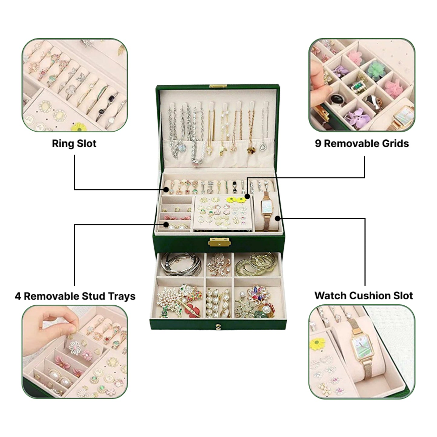 Royale Dual-Layer Jewelry Organizer Box