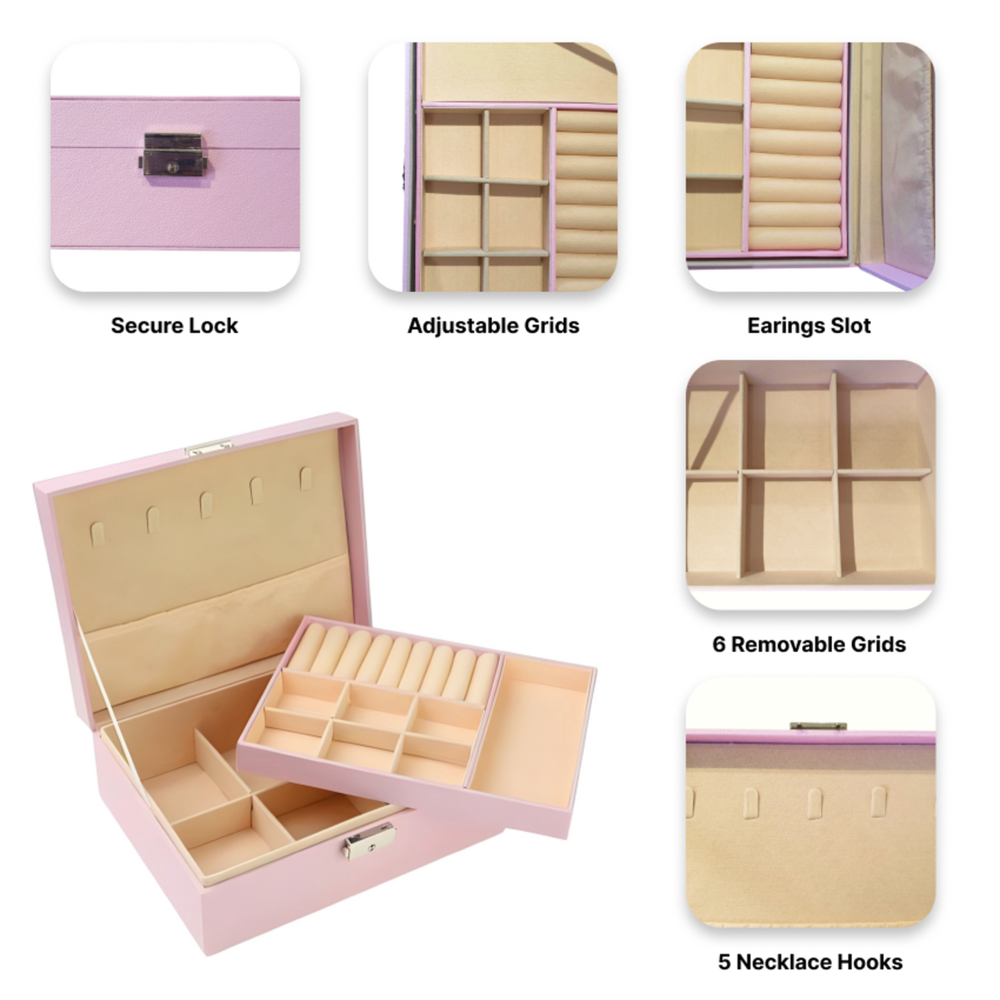 Blush Velvet Jewelry Organizer Box