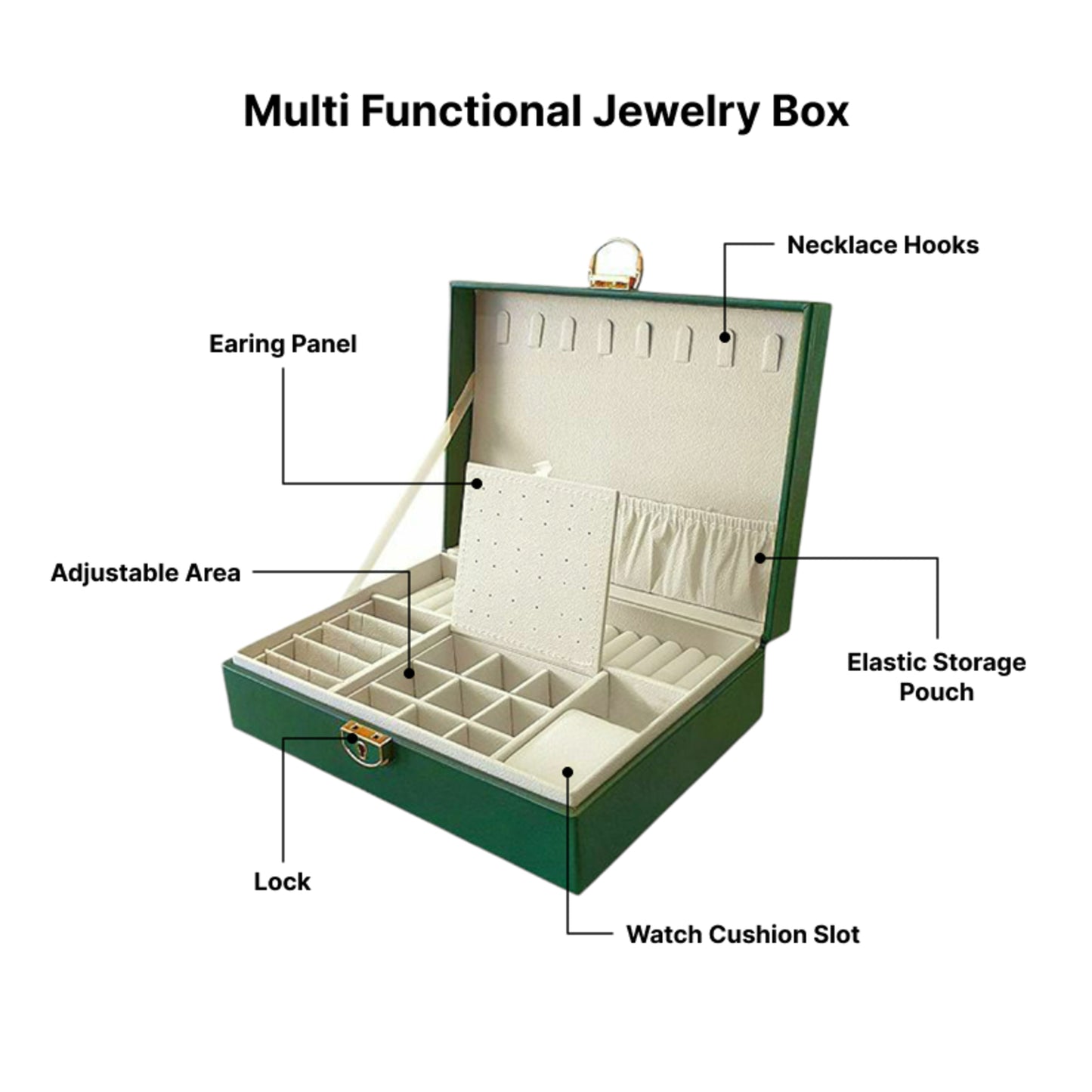 Leather no drawers quilted jewellery box