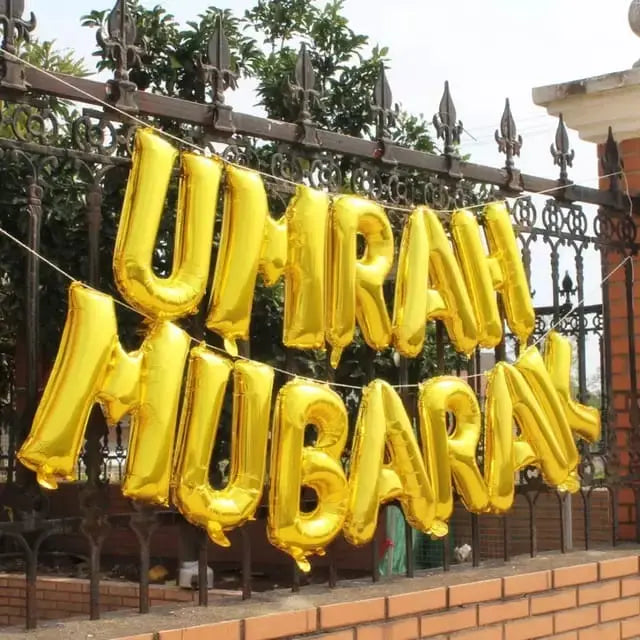 Umrah mubarak foil letters balloons Sparkles