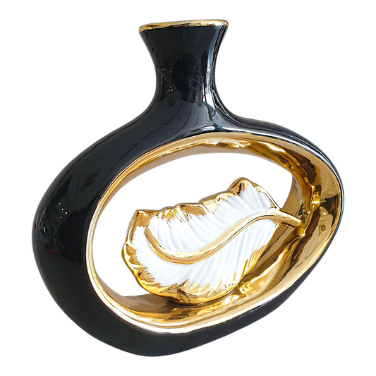 Black & Gold Leaf Frame Vase