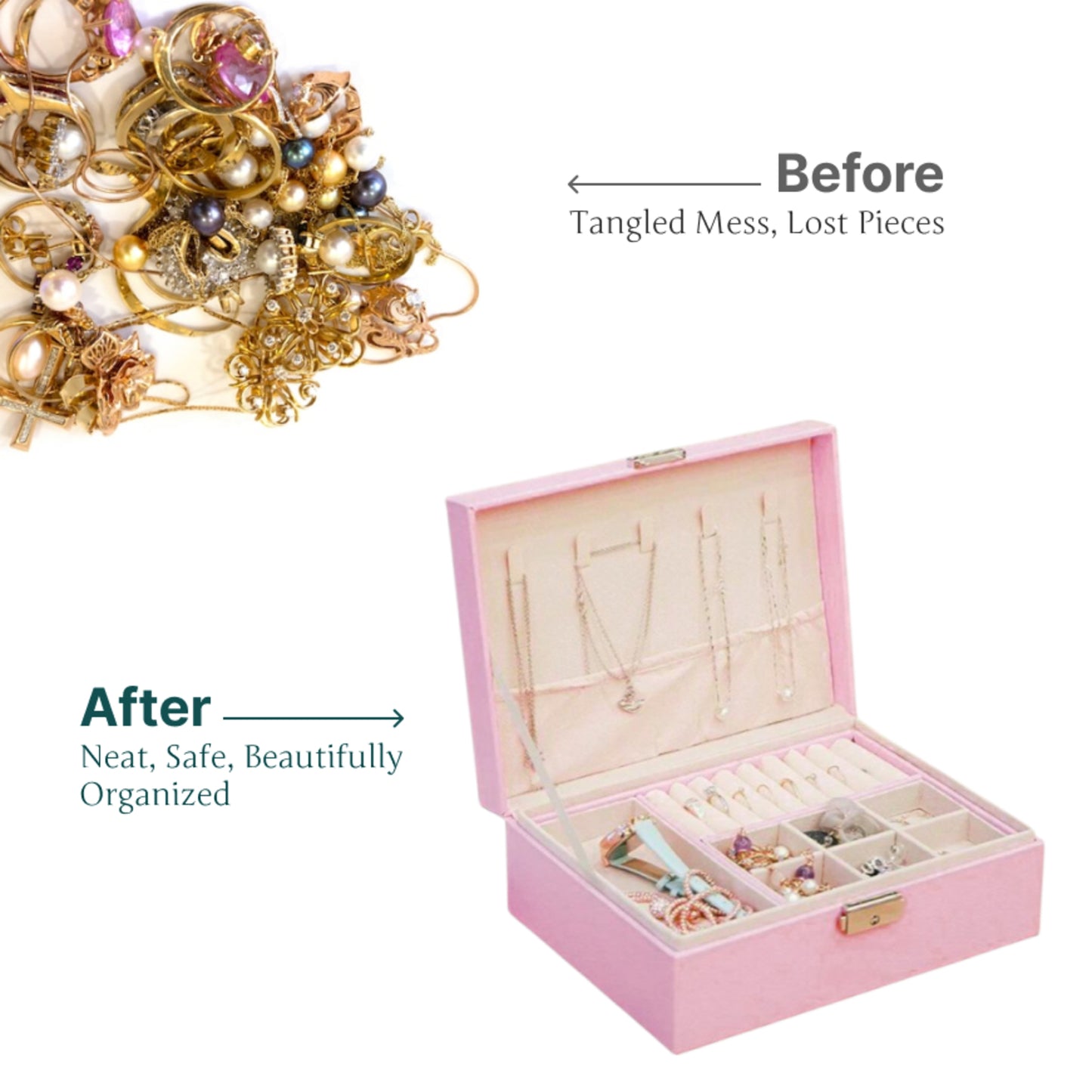 Blush Velvet Jewelry Organizer Box