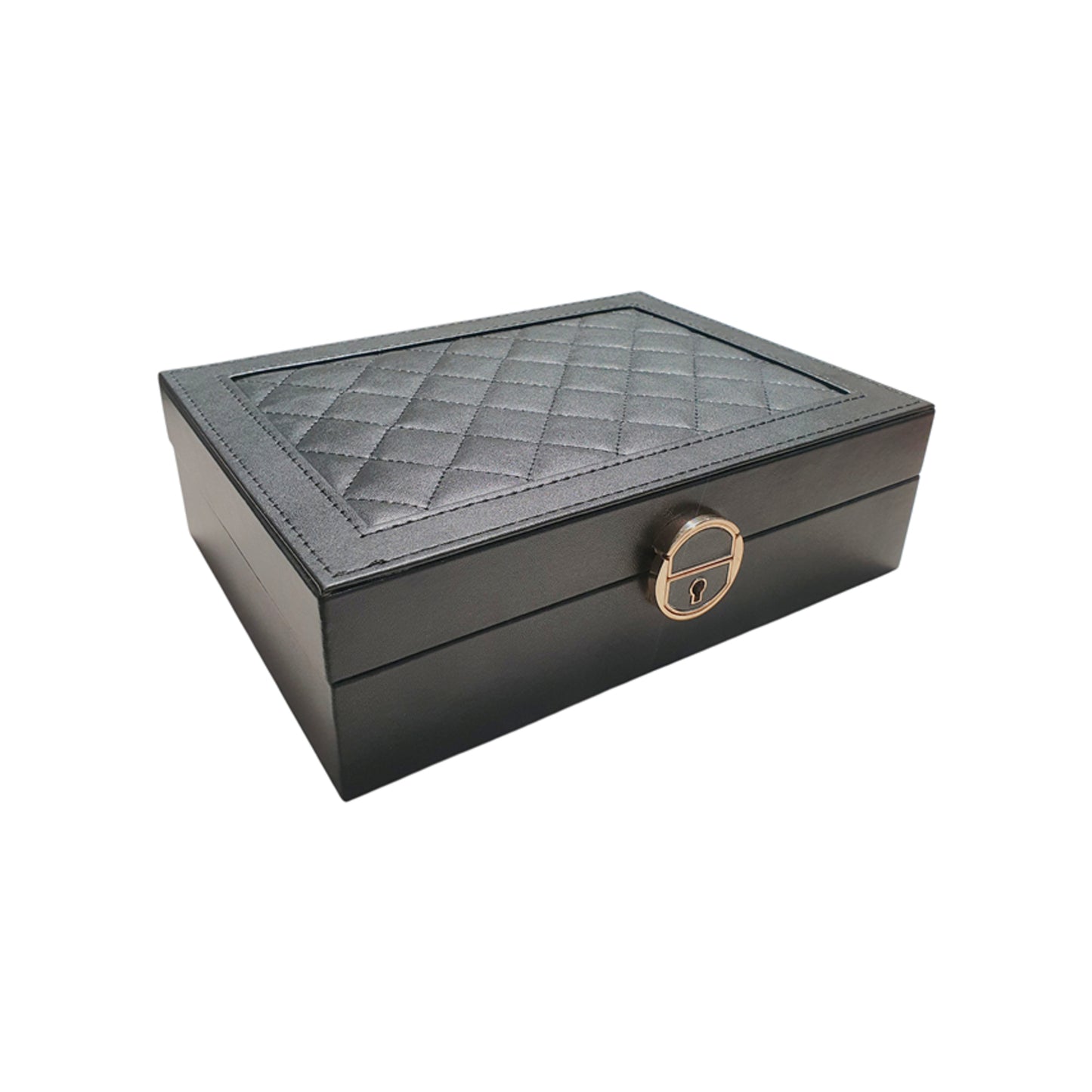 Leather no drawers quilted jewellery box
