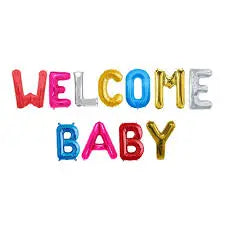 Welcome baby Foil Letter Balloons Sparkles