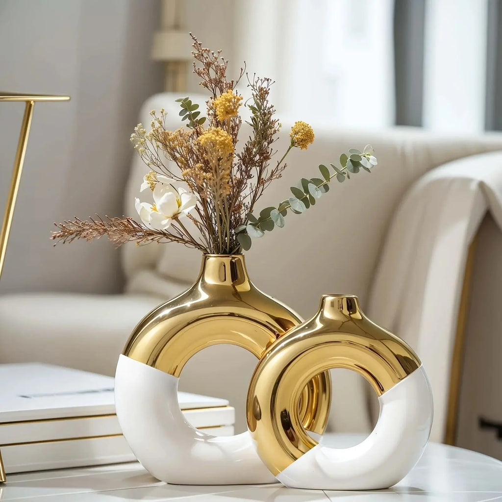 Golden Halo Loop Vase Set Sparkles
